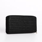 Кошелёк женский на молниях с ремешком, 19×4×9.5 см, текстурный, чёрный - Фото 4