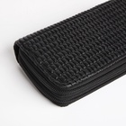 Кошелёк женский на молниях с ремешком, 19×4×9.5 см, текстурный, чёрный - Фото 3