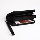 Кошелёк женский на молниях с ремешком, 19×4×9.5 см, текстурный, чёрный - Фото 2