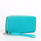 Кошелёк женский на молниях с ремешком, 19×4×9.5 см, текстурный, бирюзовый - Фото 5