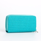 Кошелёк женский на молниях с ремешком, 19×4×9.5 см, текстурный, бирюзовый - Фото 4