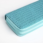 Кошелёк женский на молниях с ремешком, 19×4×9.5 см, текстурный, бирюзовый - Фото 3