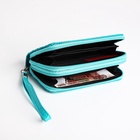 Кошелёк женский на молниях с ремешком, 19×4×9.5 см, текстурный, бирюзовый - Фото 2