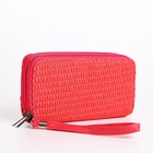 Кошелёк женский на молниях с ремешком, 19×4×9.5 см, текстурный, розовый - Фото 5