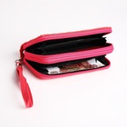 Кошелёк женский на молниях с ремешком, 19×4×9.5 см, текстурный, розовый - Фото 2