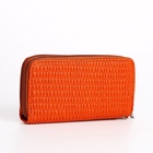 Кошелёк женский на молниях с ремешком, 19×4×9.5 см, текстурный, оранжевый - Фото 4