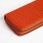 Кошелёк женский на молниях с ремешком, 19×4×9.5 см, текстурный, оранжевый - Фото 3