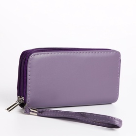 Кошелёк женский на молнии с ремешком, цвет сиреневый