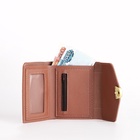 Кошелёк женский на кнопке 12×3×9 см, однотонный, с золотистой фурнитурой, бежевый - фото 57984807