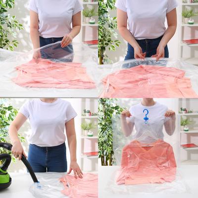 Вакуумный пакет для хранения вещей с крючком, 70×145 см, прозрачный