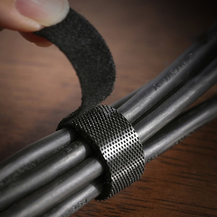 Органайзер для проводов на липучке, чёрный, 1.5×100 см - Фото 1