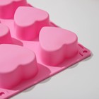УЦЕНКА Форма силиконовая для выпечки Доляна «Сердце», 26,5×18 см, 6 ячеек, цвет розовый - Фото 2