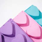 УЦЕНКА Форма силиконовая для выпечки Доляна «Сердце», 26,5×18 см, 6 ячеек, цвет розовый - Фото 5
