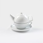 Набор фарфоровый для чая «Бельё», 3 предмета: чайник 470 мл, чашка 300 мл, блюдце - фото 320324939