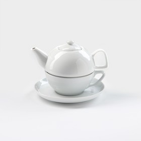 Набор для чая «Бельё», 3 предмета: чайник, чайная пара, фарфор