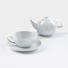 Набор фарфоровый для чая «Бельё», 3 предмета: чайник 470 мл, чашка 300 мл, блюдце - Фото 2