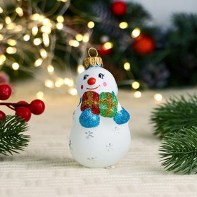Ёлочная игрушка "Снеговик с бантом" 9,7 см