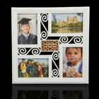 Фоторамка пластик на 4 фото 10х15 см "Завитки" белая 33,5х33,5 см - Фото 1