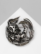 Брошь "Тигр" в листве, цвет серый в чернёном серебре - фото 809277795