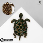 Брошь «Черепаха» с хвостиком, цвет изумруд в чернёном золоте - фото 11170325