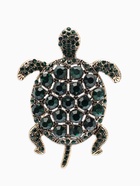 Брошь «Черепаха с хвостиком», цвет изумруд в чернёном золоте - Фото 1