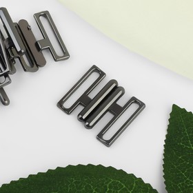 Застёжка для купальника, металлическая, 20 мм, 5 шт., цвет чёрный никель (комплект 2 шт)
