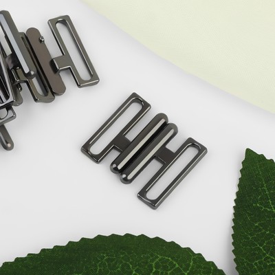 Застёжка для купальника, металлическая, 20 мм, 5 шт., цвет чёрный никель