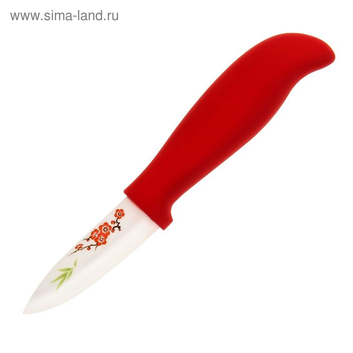 Нож керамический "Сакура" лезвие 7,5 см, цвет красный - Фото 1