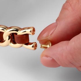Ручка для сумки, металлическая, с винтами для крепления, 12.8×6.5 см, цвет золотой, коричневый