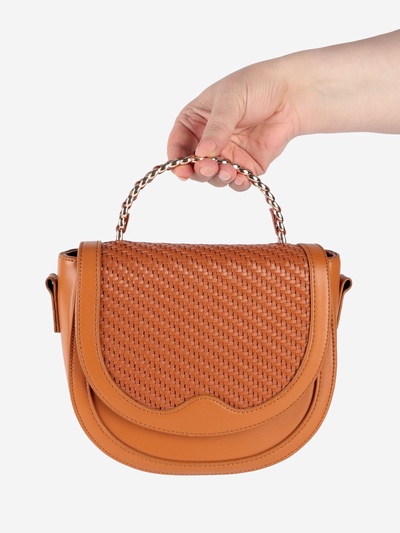 Ручка для сумки, металлическая, с винтами для крепления, 12.8×6.5 см, цвет золотой, коричневый