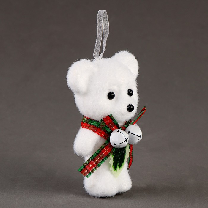 Игрушка из пенопласта «Белый медведь» с бантиком, 10 см - фото 1887271578