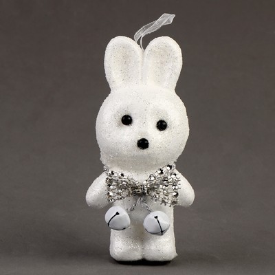 Ёлочная игрушка - подвеска из пенопласта «Зайка» с бантиком, 13 см