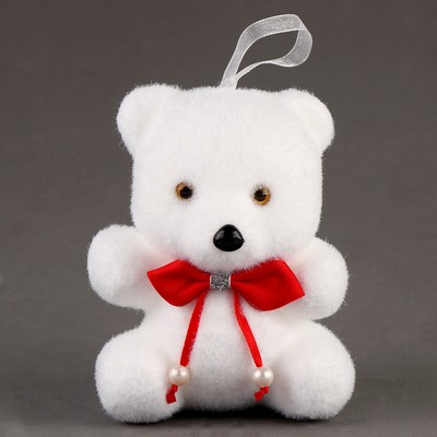 Ёлочная игрушка - подвеска из пенопласта «Мишка» с красным бантиком, 11 см