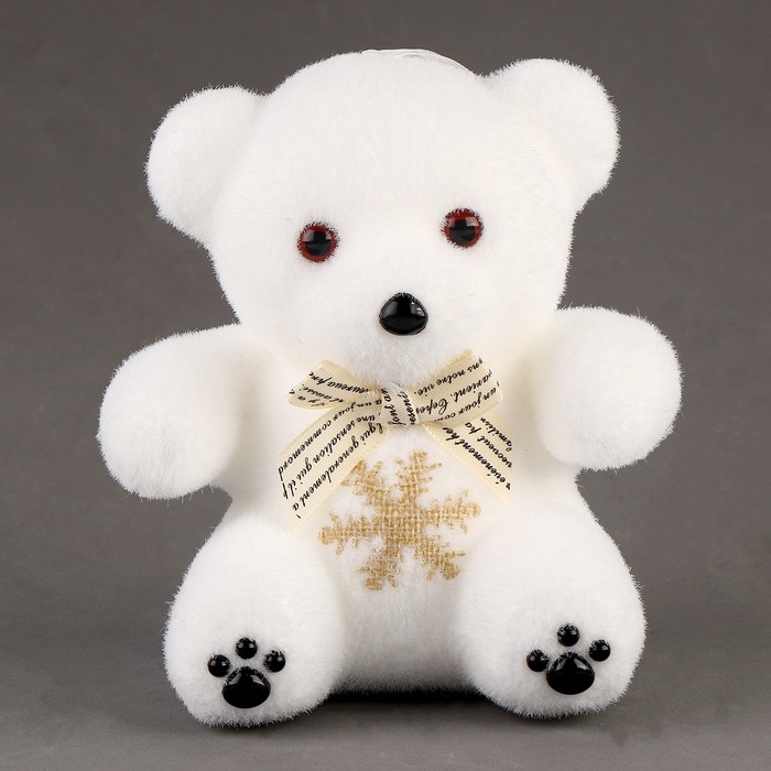 Игрушка из пенопласта «Медвежонок» со снежинкой, 13 см - фото 1907867638
