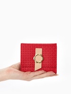 Кошелёк женский на кнопке, 11×1×10 см, комбинированный, красный - Фото 2