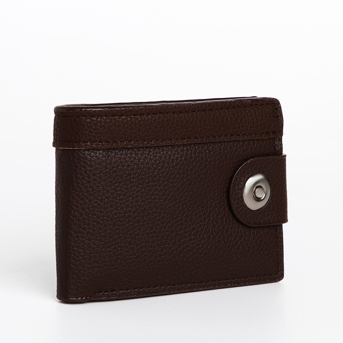 Портмоне мужское на магните, отдел для купюр, для карт, цвет коричневый - Фото 1