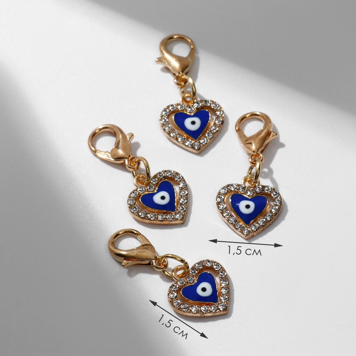 Шарм для браслета на карабине «Глаз в сердце», цветной в золоте