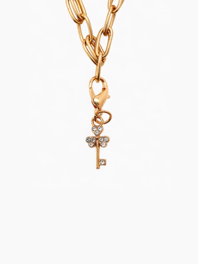 Шарм для браслета на карабине «Ключ», белый в золоте