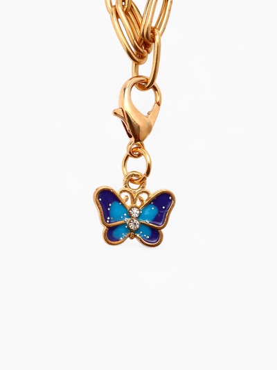 Шарм для браслета на карабине «Бабочка», цветной в золоте