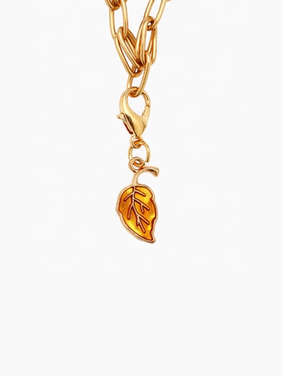 Шарм для браслета на карабине «Листочек», цвет золотой