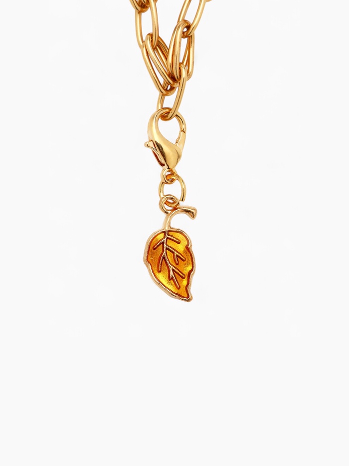 Шарм для браслета на карабине «Листочек», цвет золотой