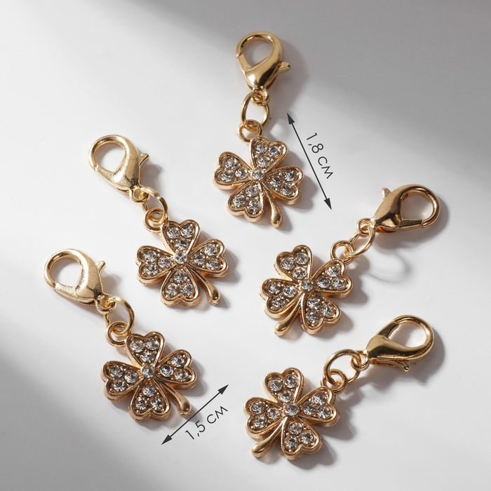 Шарм для браслета на карабине «Клевер», золоте