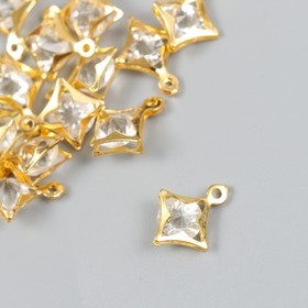 Декор для творчества металл "Звезда 4 луча" золото, кристалл 0,7х1,3х1,3 см