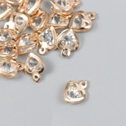 Декор для творчества металл "Сердечко" золото, кристалл 0,6х1х1,1 см - Фото 1