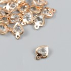 Декор для творчества металл "Сердечко" золото, кристалл 0,6х1х1,1 см - Фото 2