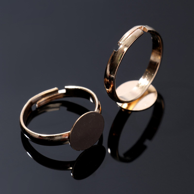 Основа для кольца регулируемая, безразмерная с платформой (набор 5 шт.), 10 мм, цвет золото