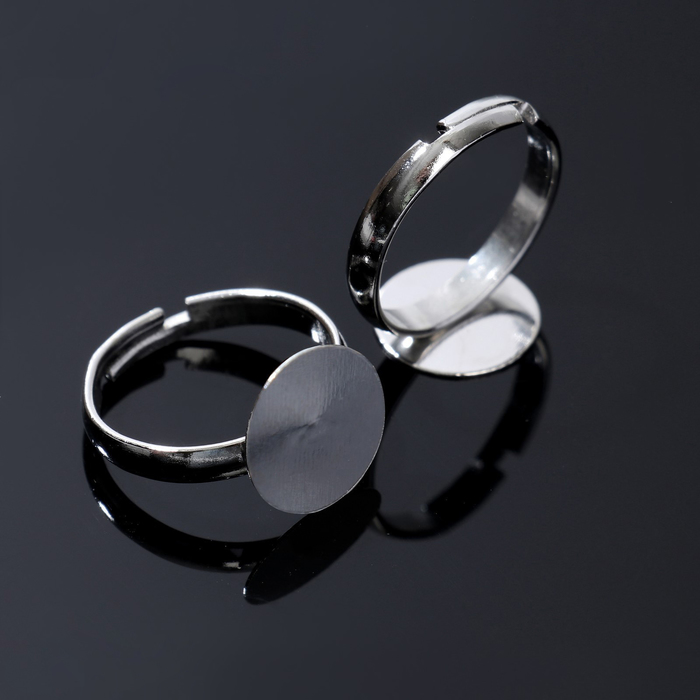 Основа для кольца регулируемая с платформой (набор 5 шт.), 12 мм, цвет серебро - Фото 1