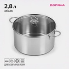 Кастрюля Доляна «Грейт», 2.8 л, индукция, нержавеющая сталь - Фото 1