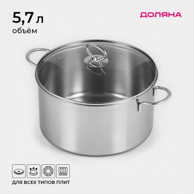Кастрюля Доляна «Грейт», 5.7 л, индукция, нержавеющая сталь