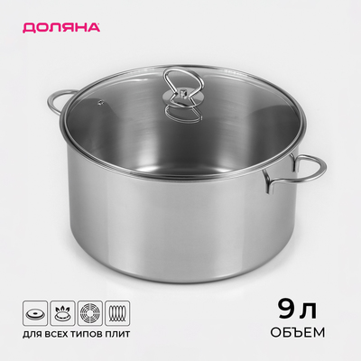 Кастрюля Доляна «Грейт», 9 л, индукция, нержавеющая сталь